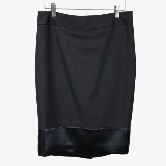 L.A.M.B. Vintage Black Wool and Satin Pencil Skirt - Picture 1 of 10